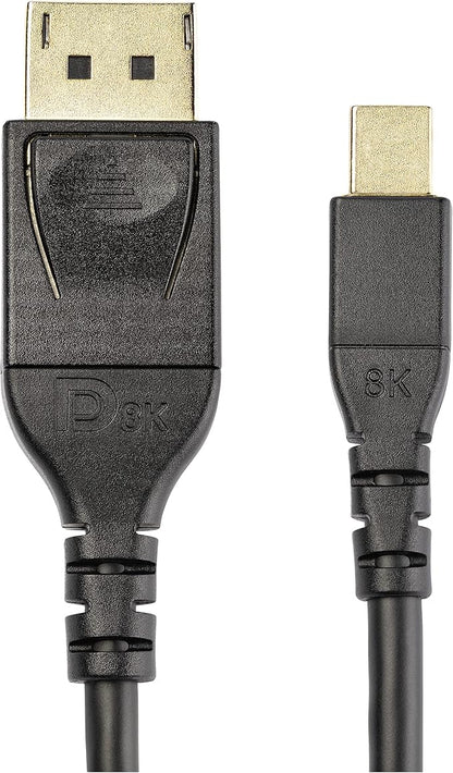 StarTech.com 3ft (1m) VESA Certified Mini DisplayPort to DisplayPort 1.4 Cable - 8K 60Hz HBR3 HDR - Super UHD mDP to DP 1.4 Cord - Slim (34 AWG) Ultra HD 4K 120Hz - Monitor/Video Cable (DP14MDPMM1MB)