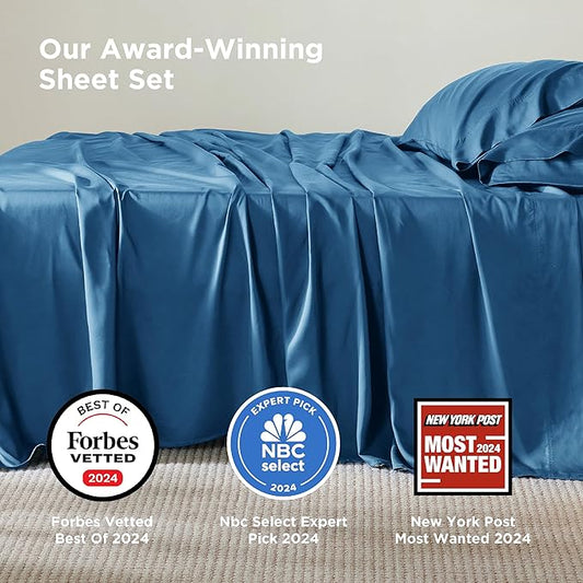 Bedsure King Size Sheets Set, Cooling Sheets for Hot Sleepers, Rayon Derived from Bamboo, Breathable & Soft, Deep Pocket Up to 16 Inches, Hotel Luxury Silky Bedding, Teal