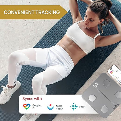 INEVIFIT Smart Body Fat Scale, Highly Accurate Bluetooth Digital Bathroom Body Composition Analyzer, Measures Weight, Body Fat, Water, Muscle, Visceral Fat & Bone Mass for Unlimited Users (Silver)