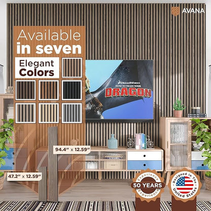 Avana Modern Acoustic Wood Wall Panels – 94.4 X 12.6 Inch Walnut Acoustic Panels 1 PC – Wall Panels For Interior Wall Decor For Homes, Offices, Studios – Sturdy And Durable Wood Panels For Wall