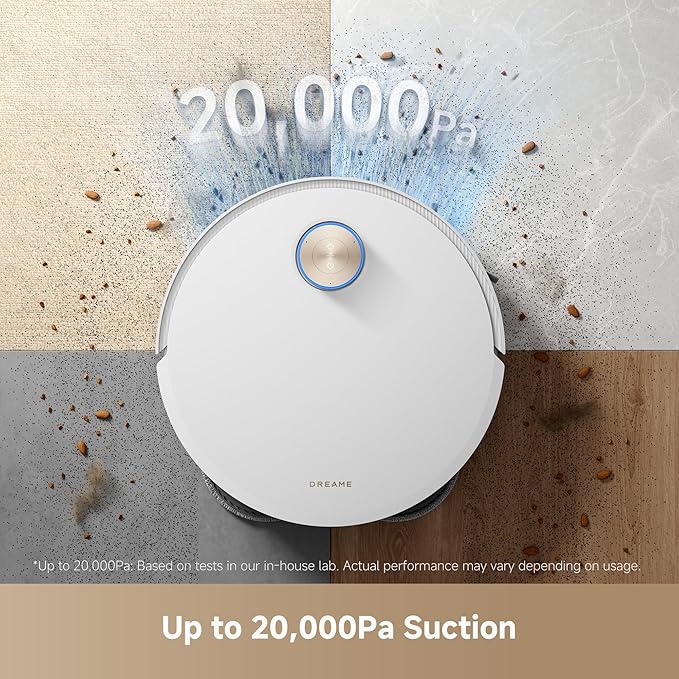 DREAME X50 Ultra White Robot Vacuum and Mop with Auto-Empty and Mop Self-Cleaning, 20,000Pa Suction, Obstacle Avoidance and 360° Navigation, Corner to Edge Deep Cleaning, Detangling Brush