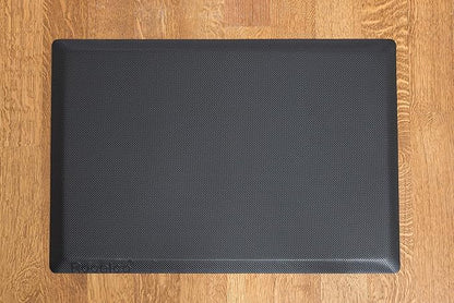 Rocelco Standing Desk Converter and Floor Mat - 31.5 Inch Sit Stand Up Dual Monitor Tabletop Riser with Tablet Mount, Height Adjustable Workstation - Deep Keyboard Tray - Black (R VADRB-MAFM)