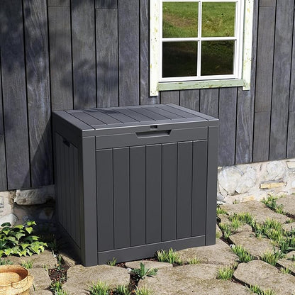 NUNU LAB 31 Gallon Outdoor Storage Box Waterproof, Outside Package Delivery Deck Boxes with Lockable Lid, Backyard Storage Bin For Garden Tools, Patio Cushions Accessories, Black