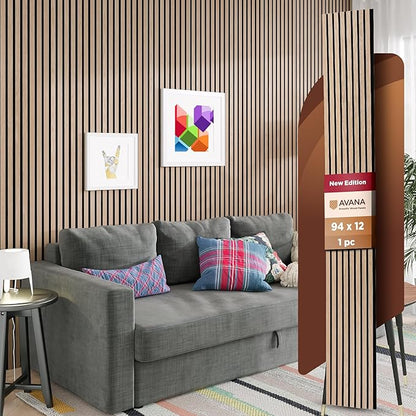 Avana Modern Acoustic Wood Wall Panels – 94.4 X 12.6 Inch White Oak Acoustic Panels 1 PC – Wall Panels For Interior Wall Decor For Homes, Offices, Studios – Sturdy & Durable Wood Panels For Wall