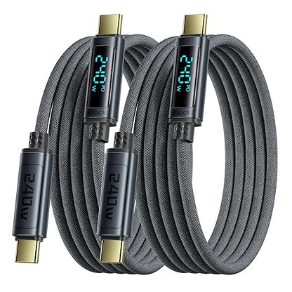 toocki USB C Cable [2Pack,3.3ft] 240W Fast Charging Cord with LED Display Compatible with iPhone 17 16 15 Pro Plus Pro Max Air, iPad Pro, Samsung Galaxy S24 S23, Switch, MacBook Air, Pixel