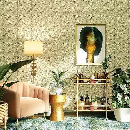 LEVOWAY 33 Pack 3D Wall Panels for Interior Wall Decor, 12''x12'' Champaign Gold Accent Textured Wall Panels, Wall Covering Panles for Living Room, Gaming Room, TV Background, Cover 32 Sq.Ft