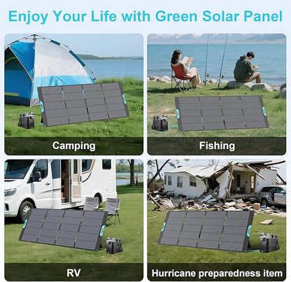 400W Portable Solar Panel for Power Station, 23.5% High Efficiency ETFE Foldable Solar Panels Charger, Fast Installation with Kickstands, IP67 Waterproof for RV, Outdoor Camping, Off Grid Blackouts