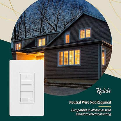 TOPGREENER Kalide Light Switch and 3-Speed Ceiling Fan Control Combo, in Wall Light and Fan Combination Switch, Single Pole, 2.5A, 720W, Neutral Wire Not Required, TGSFS3-W, White