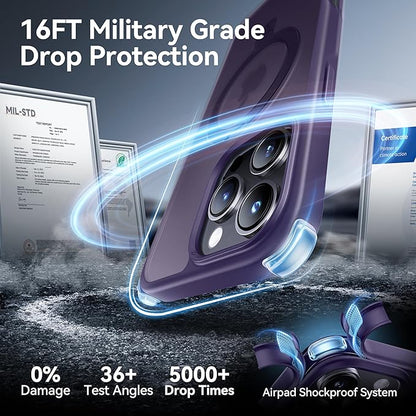 CASEKOO Designed for iPhone 16 Pro Max Case with Magnetic Invisible Stand [Military Drop Protection] [Compatible with MagSafe] Shockproof Slim Translucent Matte Promax Case 6.9 Inch, Purple