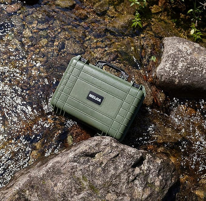 MEIJIA Portable All Weather Waterproof Protective Case,Hard Case,Camera Case With Customized Fit Foam,Fit Use of Drones,Camera,Equipments,Pistols,13.35 x11.63x5.98inches (Green)
