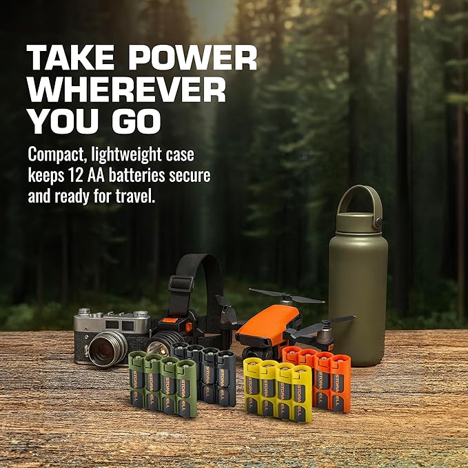 AA Battery Storage Caddy by Storacell, Black, Holds 4 Batteries (Not included)