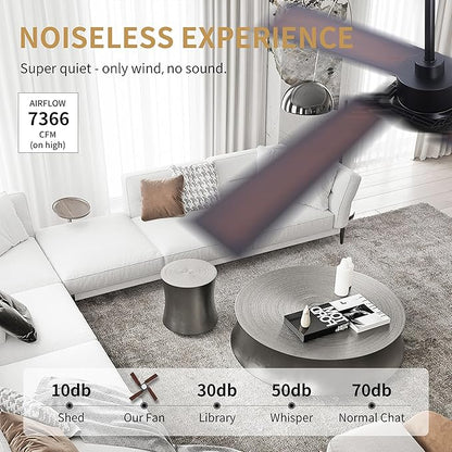 WINGBO 54 Inch Ceiling Fan with Light and Remote, 4 Plywood Blades, 6-Speed Reversible DC Motor, Dimmable, 3CCT, Farmhouse Ceiling Fan for Bedroom Living Room Kitchen, Black and Walnut/Shadowed Walnut
