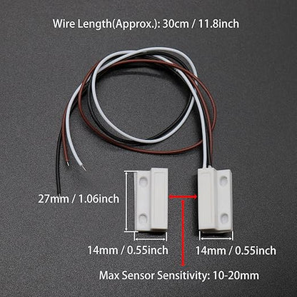 VictorsHome Magnetic Reed Switch NC NO COM Surface Mount Wired Door Window Contact Sensor with Adhesive Paper for Home Security and Burglar Alarm Systems MC-38 5pcs