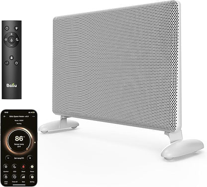 Ballu Mica Infrared Space Heater Indoor Use,Large Room Panel Heater with Programmable Thermostat,WiFi App Control,Portable Stand or Wall Mount,Energy Efficient Smart Quiet Heater,Work with Alexa,White