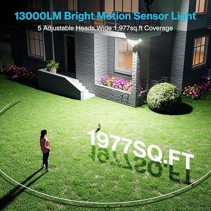 Olafus 130W Motion Sensor Outdoor Lights, 13000LM 2 Pack Motion Sensor Flood Light, Dusk to Dawn Outdoor Lighting, IP65 Waterproof Motion Detector Lights for Outside, White