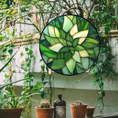 CRISGIF Stained Glass Window Hanging - Ireland Green Suncatcher for Doors Garden Patio Sun Catchers Decor Mother's St. Patrick's Day Birthday for Women Men Mom Nana Friend 6.3 in