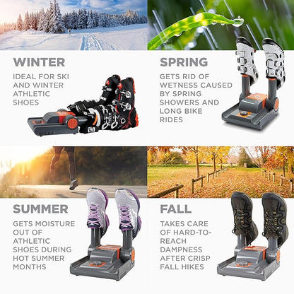 DryGuy Shoe, Boot, Garment & Gear Electric Dryer, Quick Drying for Ski, Work, Sports Equipment – Energy Efficient, Odor Eliminating Design, Home or Garage Use,2 Port, Heat + Fan