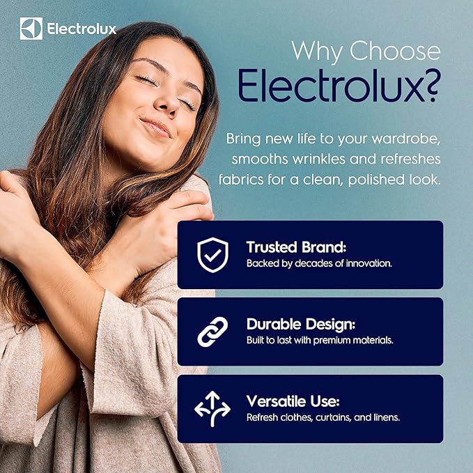 Electrolux Steamer for Clothes, 1500 Watt Portable Handheld Fabric and Garment Steamer with Lint Remover & Fabric Brush, Ultra-Fast Heat Up, 18 Min Continuous Steam for Powerful Wrinkle Remover, Black