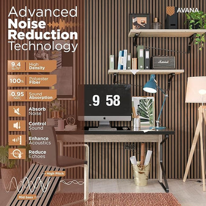 Avana Acoustic Wood Wall Panels – 47.2 X 12.6 Inch Smoke Walnut Acoustic Panels 2 PCs – Modern Wall Panels For Interior Wall Decor For Homes, Offices, Studios – Sturdy And Durable Wood Panels For Wall