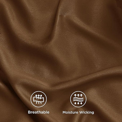 Bedsure California King Sheet Sets, Cooling Sheets for Hot Sleepers, Rayon Derived from Bamboo, Breathable & Soft, Deep Pocket Up to 16 Inches, Hotel Luxury Silky Bedding, Brown