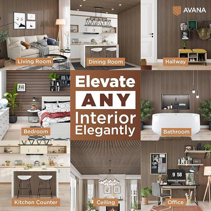Avana Modern Acoustic Wood Wall Panels – 94.4 X 12.6 Inch Smoke Walnut Acoustic Panels 1 PC – Wall Panels For Interior Wall Decor For Homes, Offices, Studios – Sturdy And Durable Wood Panels For Wall