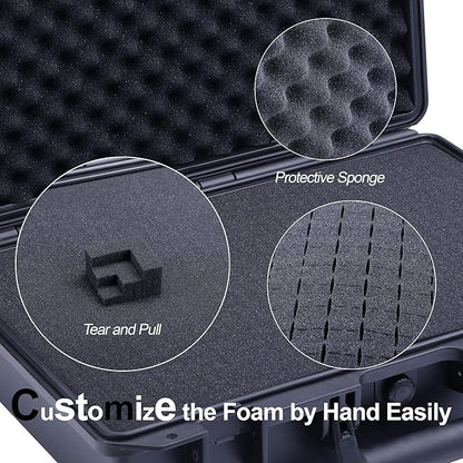 Lykus HC-3810 Waterproof Hard Case with Customizable Foam Insert, Interior Size 14.96x11.02x5.3 in, Suitable for camera,lens,drone,mic,flashlight,telescope,action cam,electronics,tools,and more