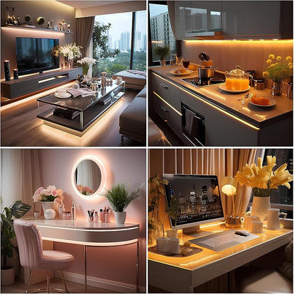 UVTaoYuan Short Led Strip Lights 5V USB LEDs Display Cabinet Lighting COB LED Strip Light 3000K Warm White Not Dimmable Flexible Small led Lights for DIY Home LED TV Lights Indoor Use (3.28FT/1M)