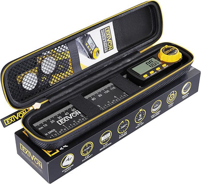 LEXIVON Aluminum Digital Angle Finder Gauge, 7-inch/180mm Multi-Purpose Protractor, Includes XL Display and Rugged Zippered Pouch (LX-DAF7)