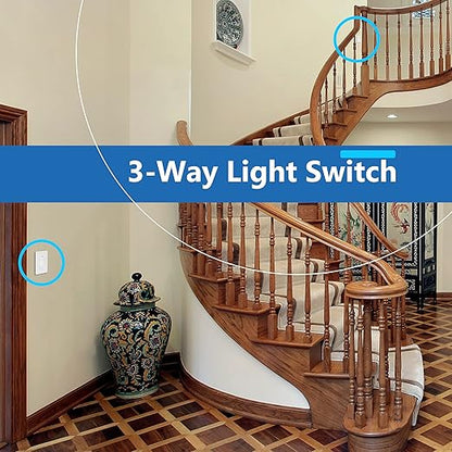 LIDER Minimalist Design Matte Finish Lighted Decorator Switch, Frameless Paddle Light Switch with Locator Light, Grounding Screw, 3-Way or Single Pole, 15A 120V, UL Listed, LS15-3W-W10P, White,10 Pack