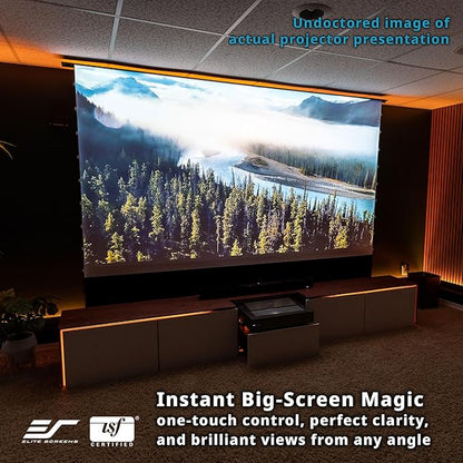 EliteProjector Screens Kestrel Tab-Tension 3 CineWhite, 183" Diag., 16:9 Aspect Ratio, ISF Certified 4K/8K Ultra HD Electric Floor-Rising Motorized Tab-Tensioned Front Projector Screen, FTE183H3