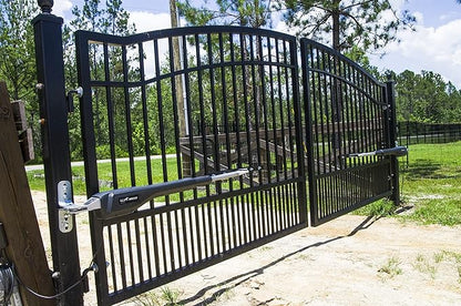 Mighty Mule Gate Opener, Solar and Smart Ready, Heavy Duty Automatic Gate Opener, Gates up to 18ft or 850lb Per Gate Leaf, Dual Gate Opener - Estate, MM572W-EST