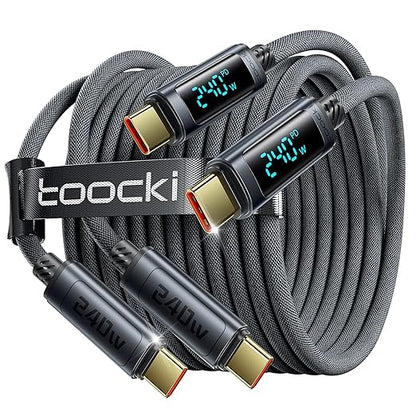 toocki USB C Cable [2Pack,6.6ft] 240W Fast Charging Cord with LED Display Compatible with iPhone 17 16 15 Pro Plus Pro Max Air, iPad Pro, Samsung Galaxy S25 S24, Switch, MacBook Air, Pixel