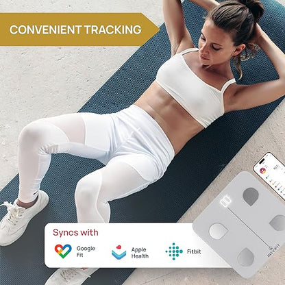 INEVIFIT Smart Body Fat Scale, Highly Accurate Bluetooth Digital Bathroom Body Composition Analyzer, Measures Weight, Body Fat, Water, Muscle, Visceral Fat & Bone Mass for Unlimited Users (White)