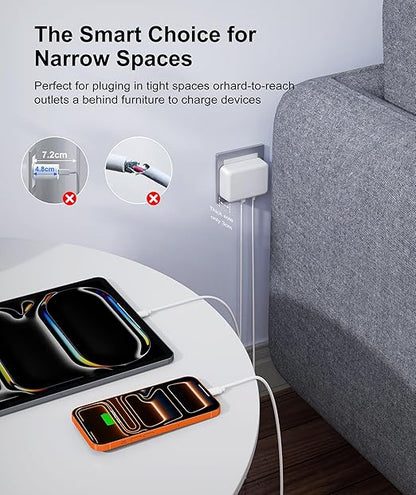 Fast Charger Block, GaN 6 Port USB C Charging Station Hub Cube, 100W Multiport Type C Wall Charger Power Strip Plug with PD 3.0+QC for iPhone13 14 15 16 17 Pro Max XR XS 8 7, Samsung, iPad, Table