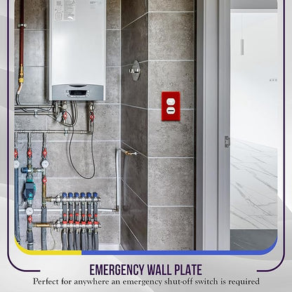 ENERLITES Duplex Receptacle Outlet Wall Plate, Electrical Outlet Cover, Mid-Size Size 1-Gang 4.88" x 3.11", Unbreakable Polycarbonate Thermoplastic, UL Listed, 8821M-R, Red