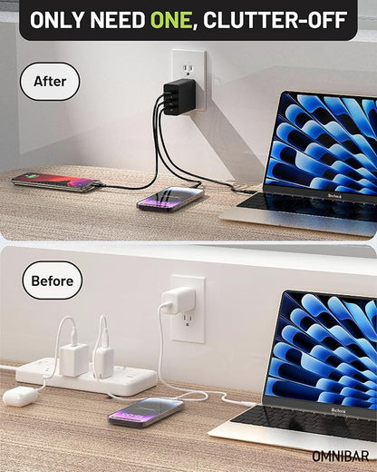 100W USB C Charger,100W Laptop Fast Charger 3-Port GaN Foldable Fast Wall Charger Block,PD3.0 PPS Power Adapter for MacBook Pro/Air,iPad Pro,iPhone 16 Pro,Galaxy S24 Ultra,Steam Deck,Google Pixelbook