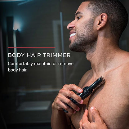 Remington Head to Toe Advanced Rechargeable Powered Body Groomer Kit, Beard Trimmer (10 Pieces), 6.3 Inch, Black