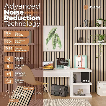 Avana Acoustic Wood Wall Panels – 94.4 x 12.6 Inch White Oak Acoustic Panels 4 PCs – Wall Panels For Interior Wall Decor for Homes, Offices, Studios – Pleasing Design Wood Panels For Wall