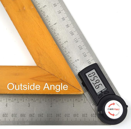 GemRed 82305 Digital Angle Finder Protractor Stainless Steel (Black Buttons)