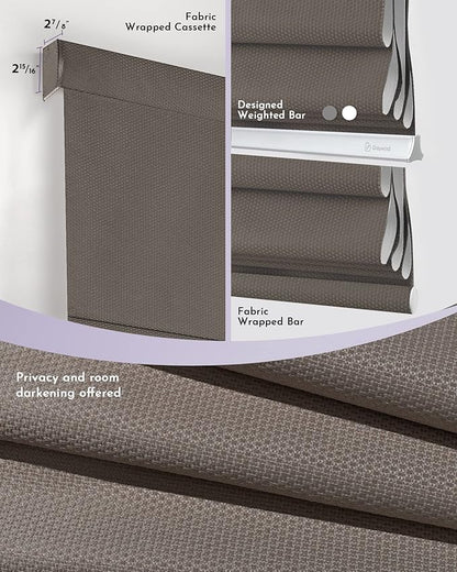 Graywind Smart Roman Shades Compatible with Alexa Google WiFi Hardwired Automatic Blinds with Remote Blackout Plain Fold Soft Roman Window Shades for Windows Doors, Custom Size (Textured Taupe)