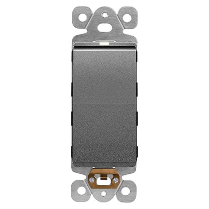 LIDER Minimalist Design Matte Finish Lighted Decorator Switch, Frameless Paddle Light Switch with Locator Light, Grounding Screw, 3-Way or Single Pole, 15A 120V, UL Listed, LS15-3W-SG, Space Gray