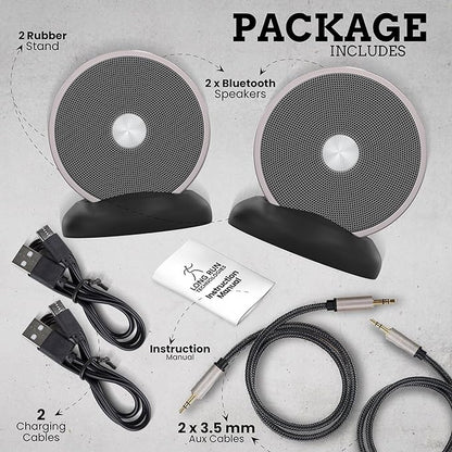 Long Run Technologies Stereo Bluetooth Speakers - Wireless Computer Speaker for Desktop Laptop PC for Boys & Girls Sister Brother Mom & Dad - Bluetooth Stereo Speakers Home Theater Gaming Rose Gold