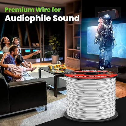 16AWG Speaker Wire, GearIT Pro Series 16 Gauge Speaker Wire Cable (500 Feet / 152.4 Meters) Great Use for Home Theater Speakers and Car Speakers, White