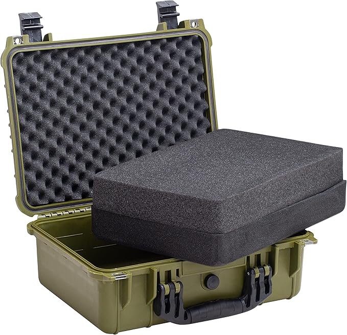 MEIJIA Portable All Weather Waterproof Camera Case With Foam,Fit Use of Drones,Camera,Equipments,Pistols,15.98x12.99x6.85inches