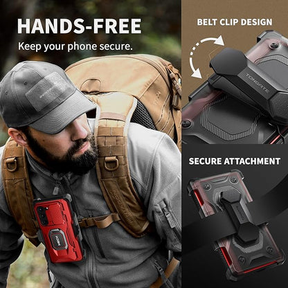 TONGATE for Z Fold 6 Case with Ring Stand, Built-in S Pen Holder & Glass Screen Protector Shockproof Rugged Z6 Phone Case with Slide Camera Cover & Belt Clip for Samsung Galaxy Z Fold 6 2024, Red