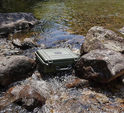 MEIJIA Portable All Weather Waterproof Protective Case,Hard Case,Camera Case With Customized Fit Foam,Fit Use of Drones,Camera,Equipments,Pistols,13.35 x11.63x5.98inches (Green)