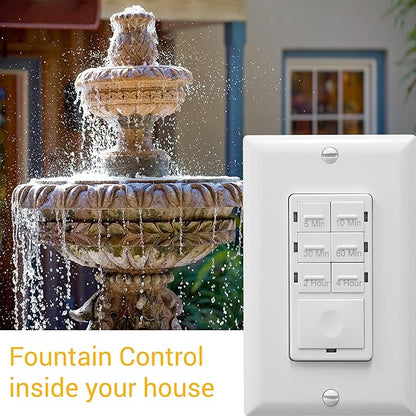 ENERLITES Countdown Light Timer Switch for Bathroom Fans, Lights, 5-10-30-60 Min, 2-4 Hour, 120VAC Neutral Wire Required, UL Listed, HET06-W-5PCS, White, 5 Pack