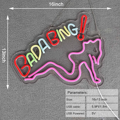 ZODZ Bada Bing Neon Sign for Wall Décor Sopranos Merch Girls Dimmable LED Neon Light Sign Decor