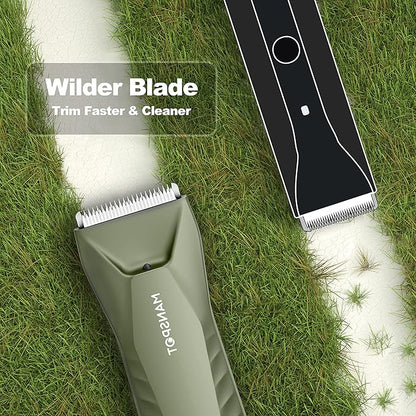 MANSPOT Manscape Trimmer for Men Ball/Pubic/Groin, Electric Body Hair Trimmer, Replaceable Ceramic Blade Heads,Waterproof for Wet/Dry Use,Standing Recharge Dock,90 Minutes Shaving After Charged(Green)